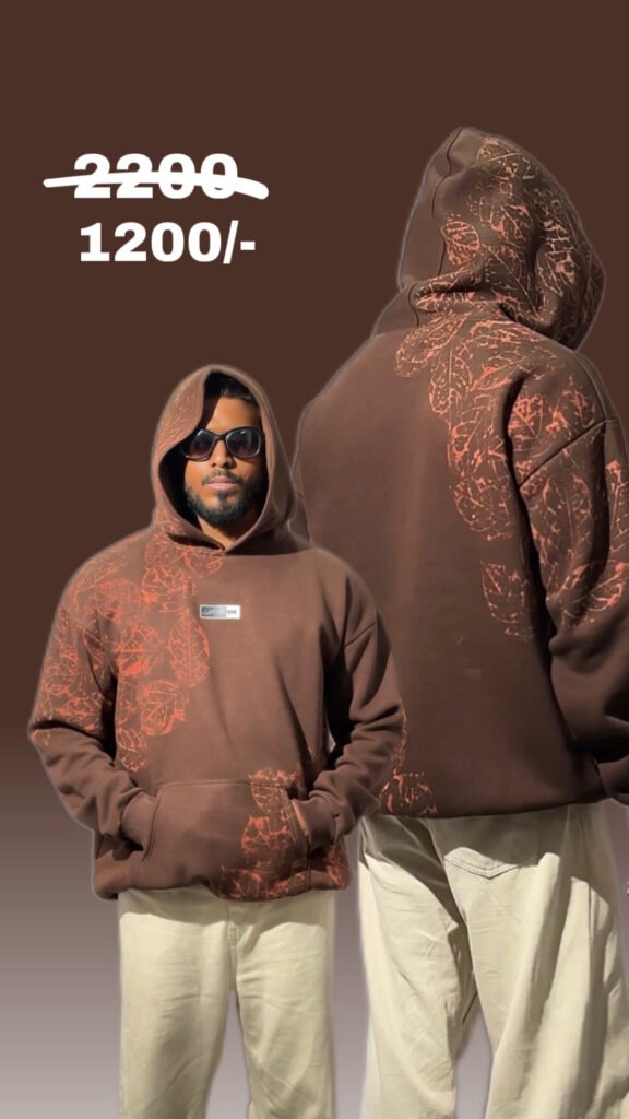 Brown Leaf print hoodie ( Part -1 )
