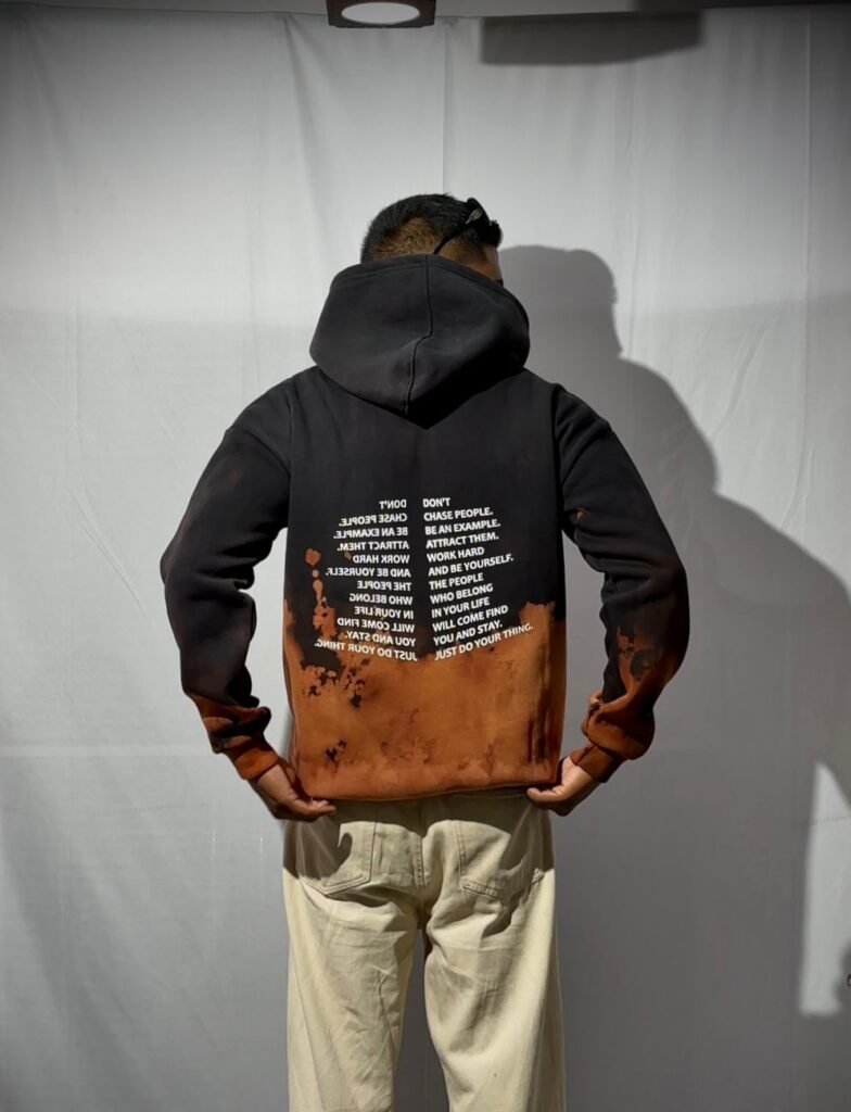 Black Tie dye hoodie ( Puff print )