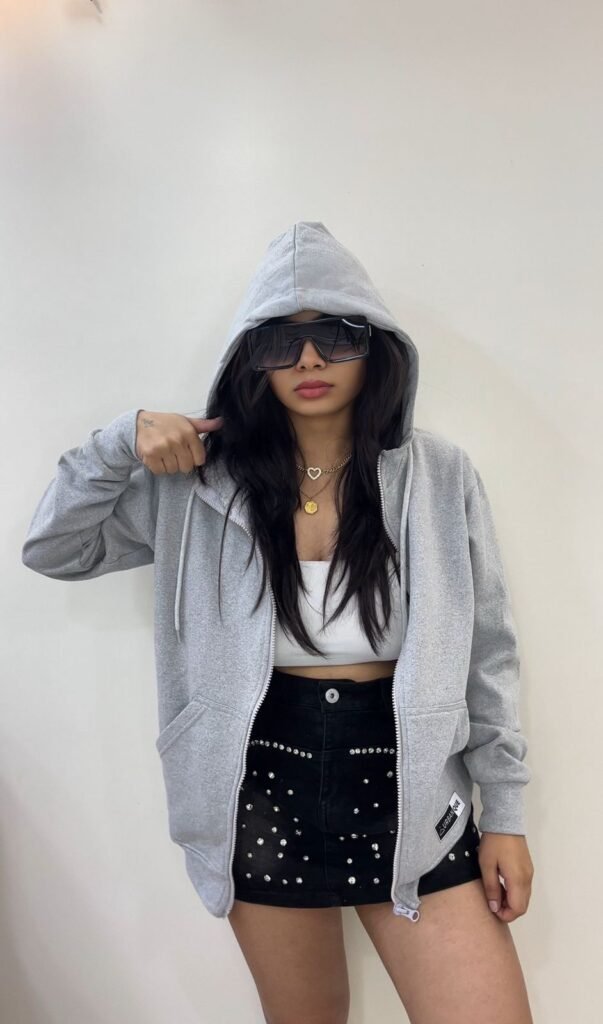 Grey Zipper Hoodie