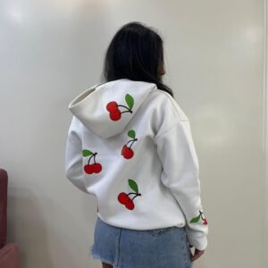 White unisex hoodie ( Cherry Print )